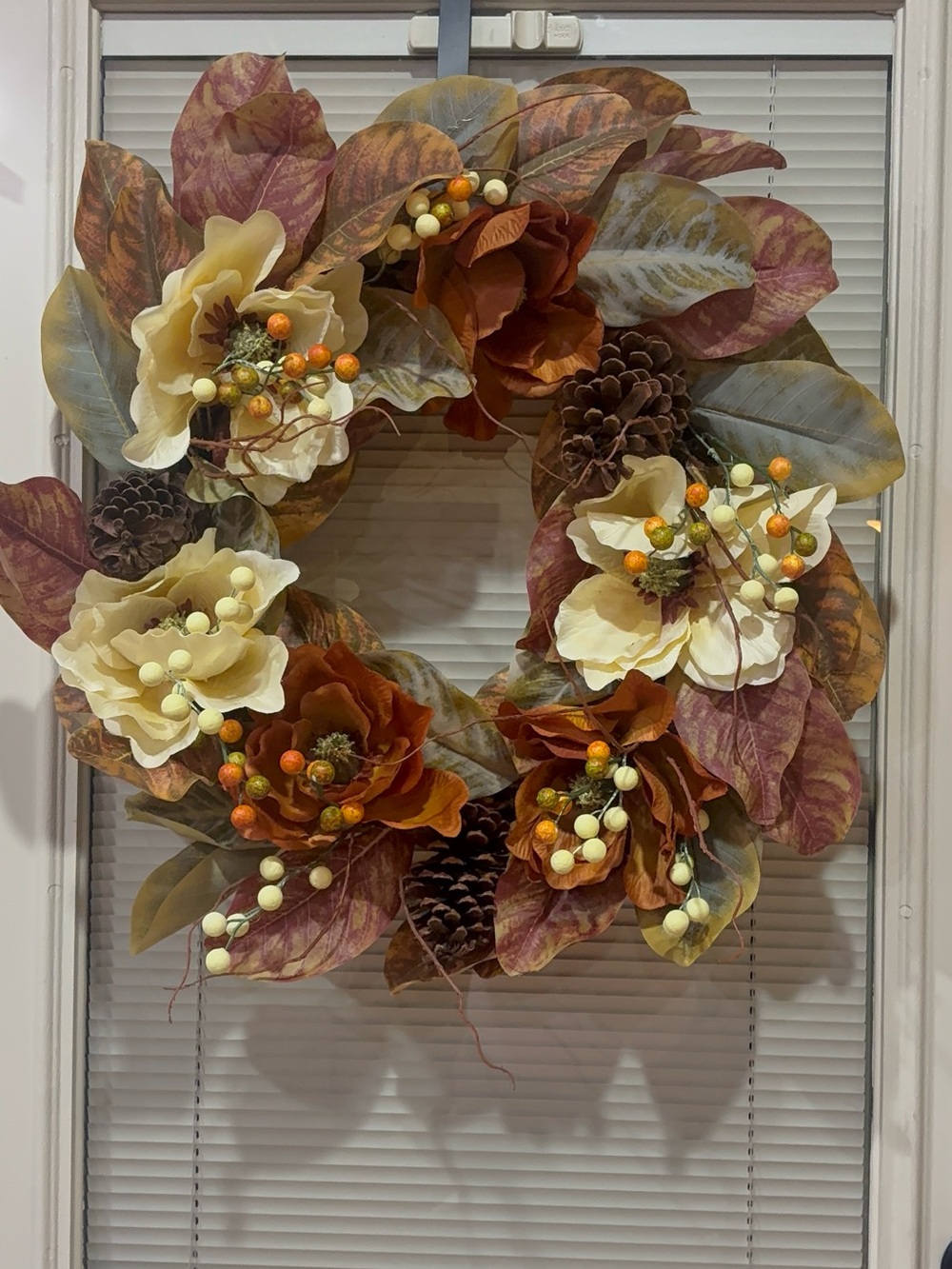 Valerie Parr Hill QVC Fall Harvest Magnolia Floral Wreath Garland Set 4pc
